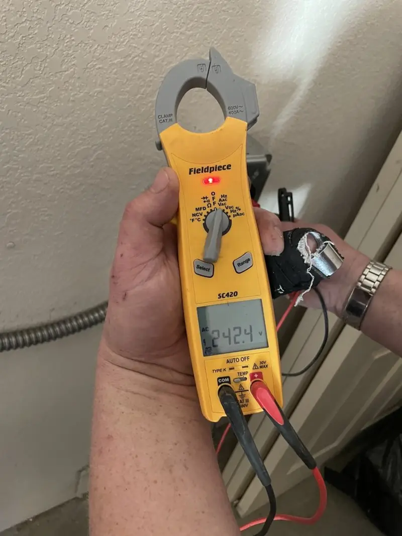 Voltage testing with clamp meter during Hot Tub / Pool Electrical Wiring in East Bridgewater